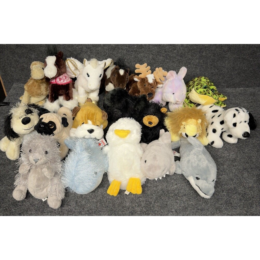 Ganz Webkinz Plush Lot Of 19 , No Codes, Horses, Dogs, Shark, Whale, Bunny Ect.